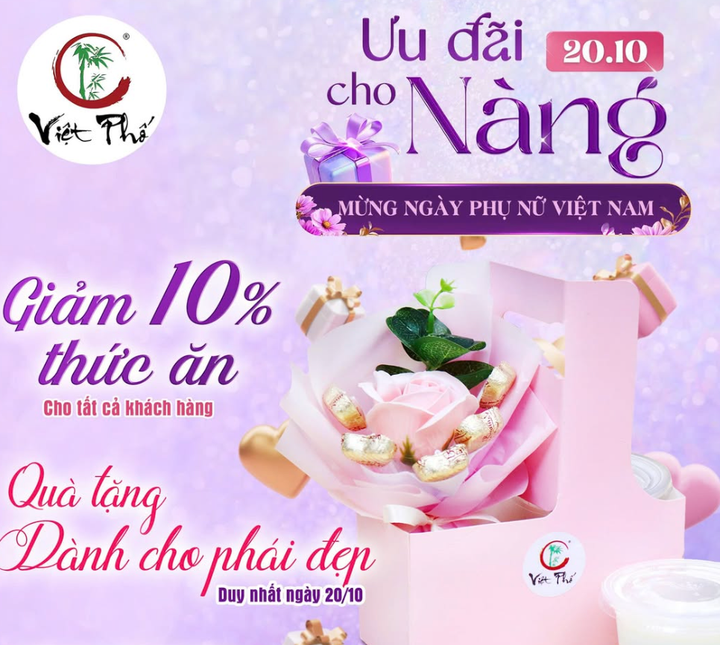 Nhà hàng Việt Phố có chương trình tri ân khách hàng nữ dịp 20/10.
