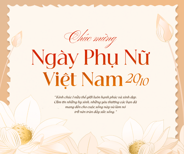 Tấm thiệp 20/10 chúc một nửa thế giới luôn hạnh phúc và xinh đẹp.