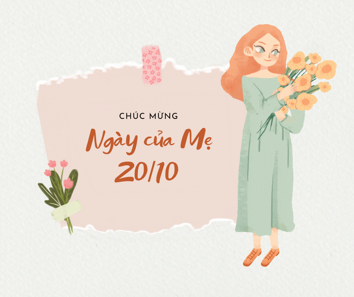 Tấm thiệp 20/10 đơn giản nhưng ấm áp sẽ khiến mẹ vui lòng.
