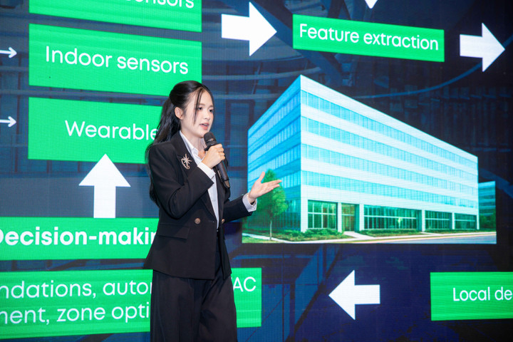 Đội Quán quân - GEMGPILOT thuyết trình về giải pháp ứng dụng AI giúp tối ưu năng lượng trong các tòa nhà.