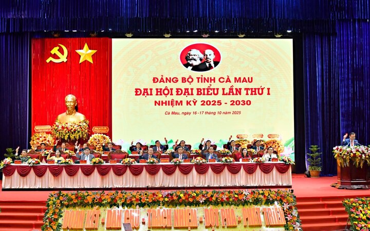 Phiên trù bị Đại hội đại biểu Đảng bộ tỉnh Cà Mau nhiệm kỳ 2025 - 2030 vào sáng 16/10. (Ảnh: Ban tổ chức)