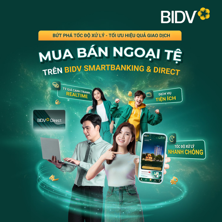 BIDV SmartBanking - mua bán ngoại tệ nhanh chóng, thuận tiện dành cho khách hàng cá nhân.