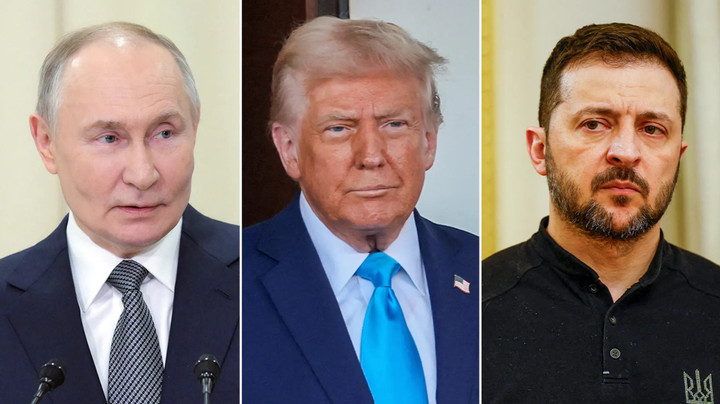 Ba vị tổng thống Nga Putin, Mỹ Trump và Ukraine Zelensky. (Nguồn: Fox News)