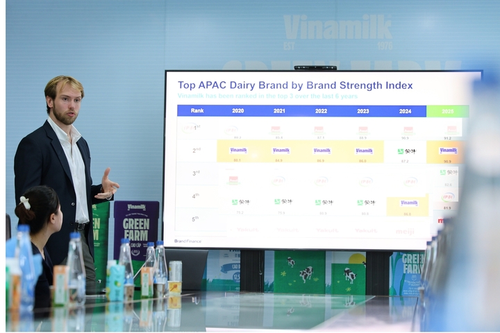 Ông Alex Haigh – Giám đốc điều hành Brand Finance khu vực châu Á – Thái Bình Dương - chia sẻ về báo cáo giá trị thương hiệu năm 2025. (Ảnh: Nguyễn Hoàng).