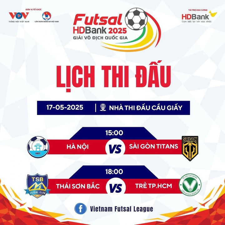 Lịch thi đấu Futsal HDBank VĐQG 2025 mới nhất