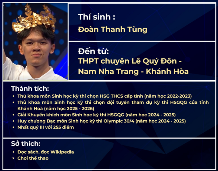 Thí sinh Đoàn Thanh Tùng. (Ảnh: VTV)