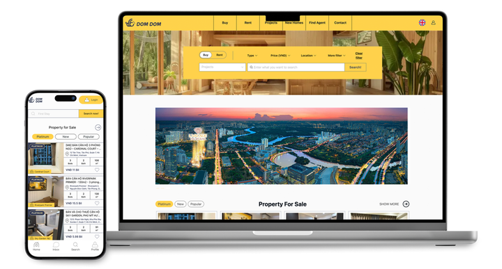 DomDom hiện diện trên nền tảng App và Website.