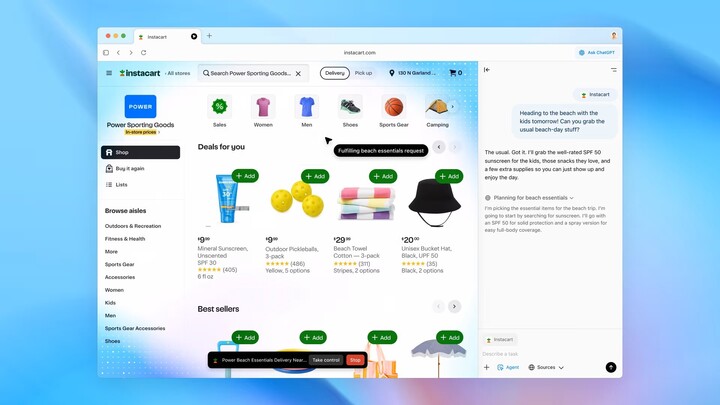 AI-webbläsaren ChatGPT Atlas öppnar en ny era från sökning till shopping, allt med bara en konversation. (Källa: OpenAI)