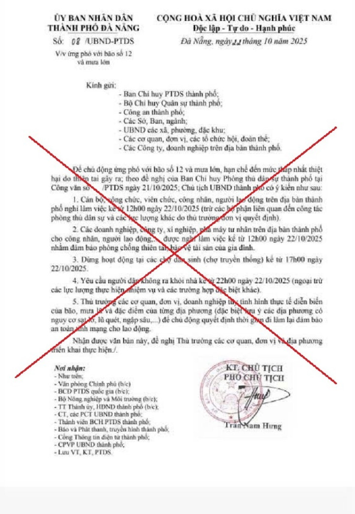 Văn bản giả mạo đang lan truyền trên mạng xã hội.