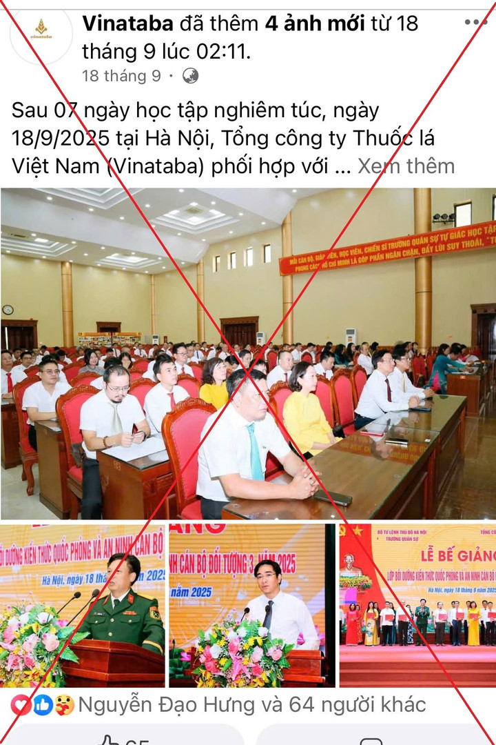 Một trong những trang giả mạo Vinataba.