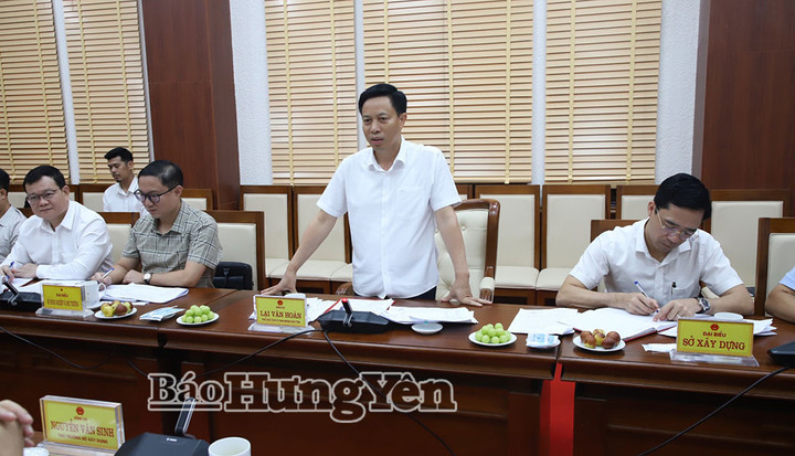 Phó Chủ tịch UBND tỉnh Hưng Yên Lại Văn Hoàn phát biểu tại buổi làm việc.