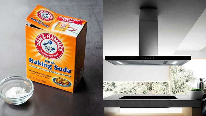 Banking Soda có tác dụng lớn trong việc vệ sinh bộ lọc dầu mỡ trên máy hút mùi. (Ảnh: Điện máy xanh).