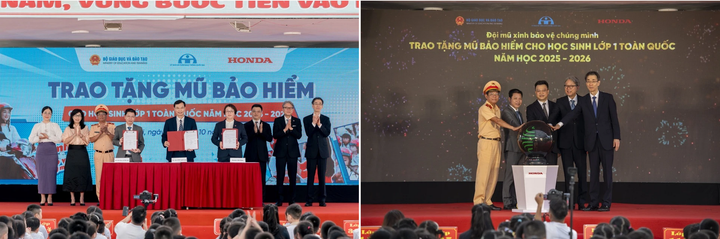 Đại diện các bên ký kết biên bản ghi nhớ và bấm nút phát động chương trình.