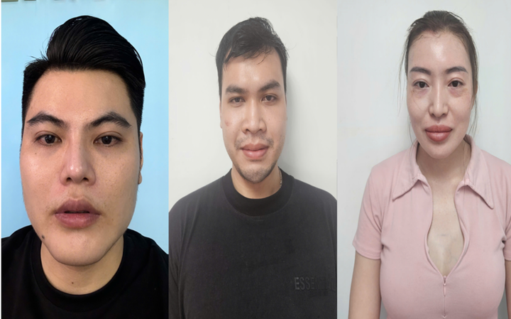 Kẻ chủ mưu Nguyễn Văn Trường (ngoài cùng bên trái) cùng Cao Tấn Tú, Nguyễn Ngọc Thùy Linh khi bị bắt giữ. (Ảnh: CACC)