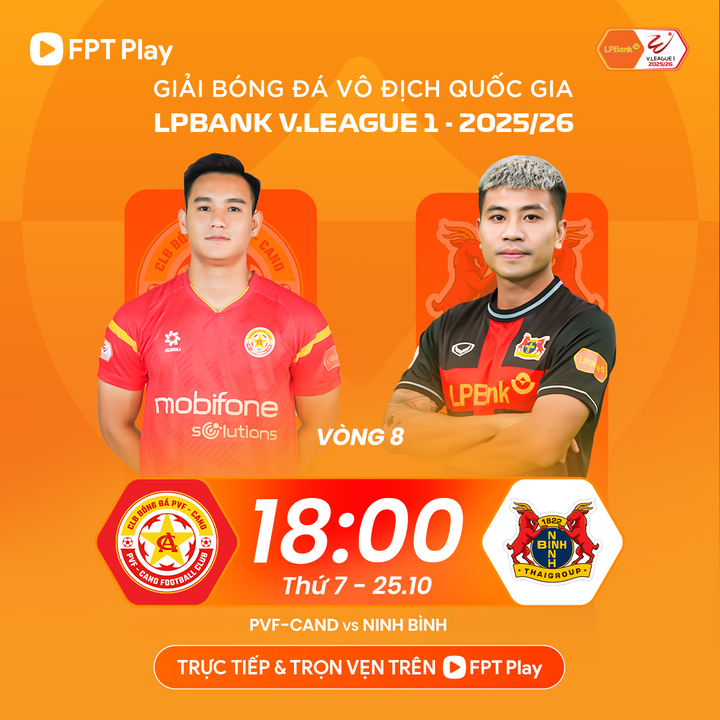 PVF CAND đấu với Ninh Bình ở vòng 8 V.League 2025-2026.
