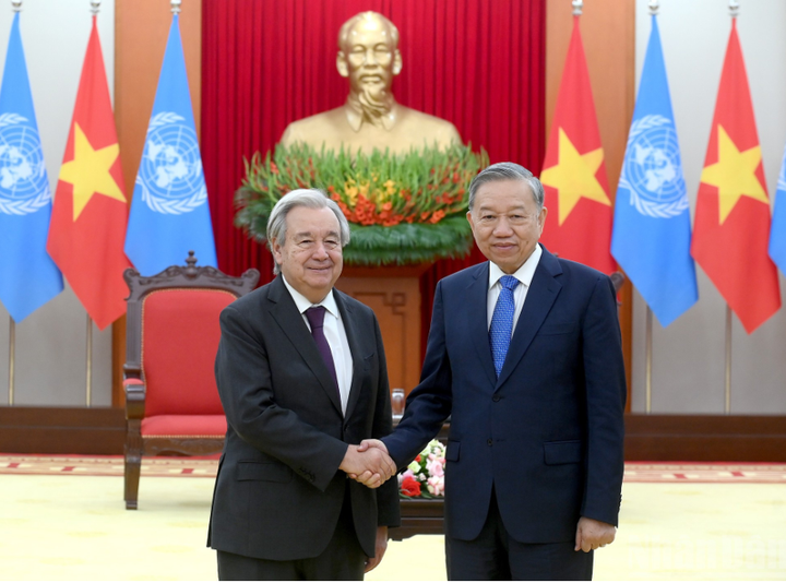 Tổng Bí thư Tô Lâm với Tổng Thư ký Liên hợp quốc Antonio Guterres.