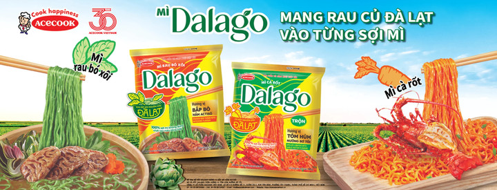 Mì Dalago - sản phẩm mới của Acecook mang nguyên liệu rau củ vào sợi mì.