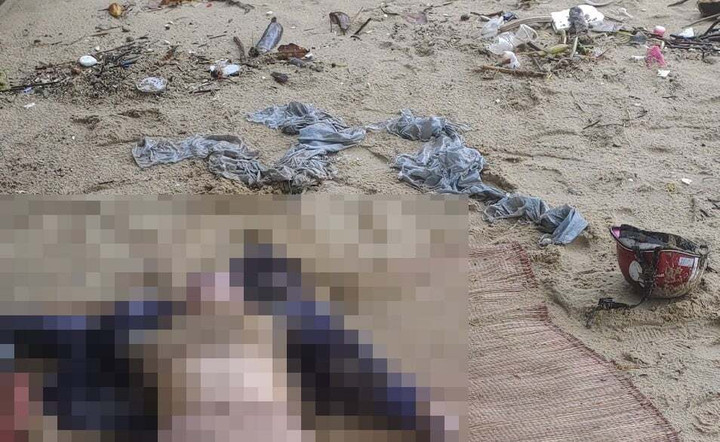 Thi thể nữ giới trôi vào bờ biển Đà Nẵng. (Ảnh: C.A)