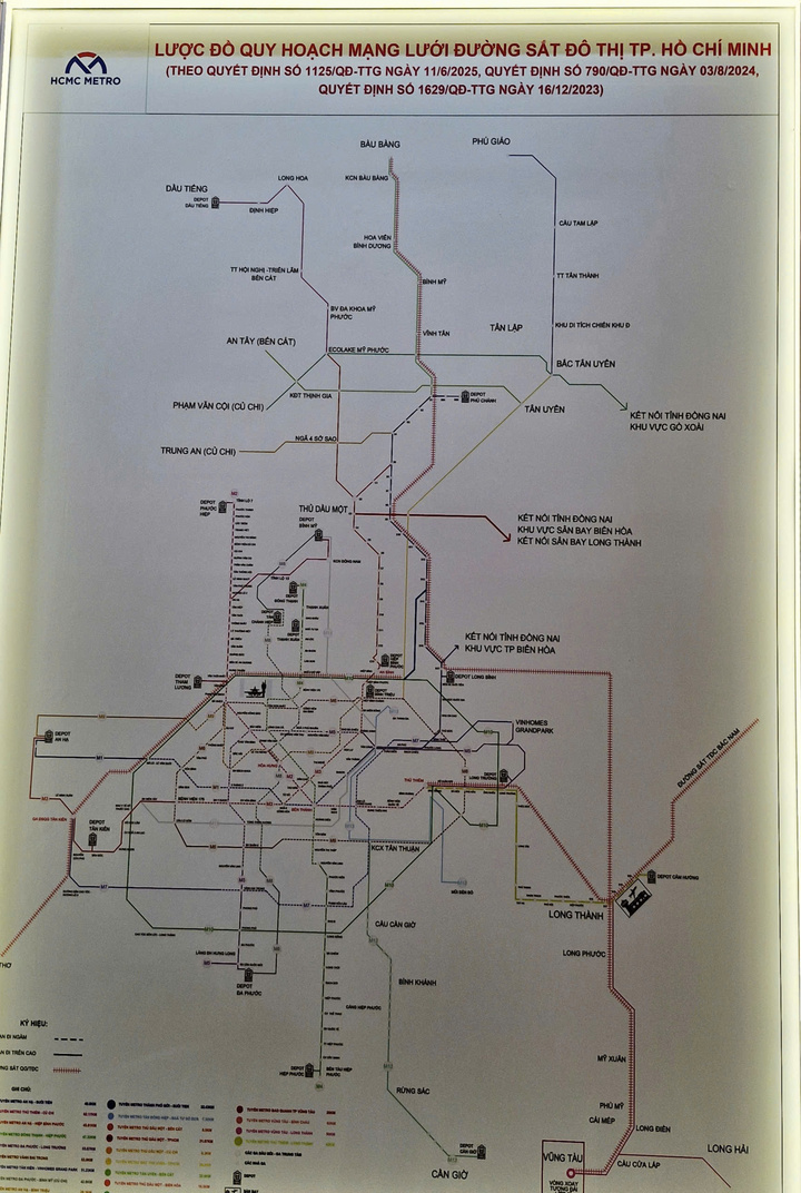 Menurut rencana, setelah penggabungan, Kota Ho Chi Minh akan memiliki 27 jalur metro dengan panjang lebih dari 1.000 km.