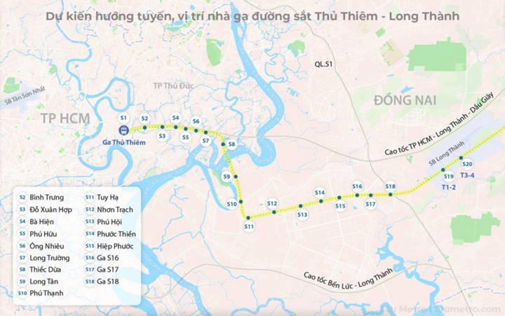 Jalur kereta api Thu Thiem – Long Thanh diperkirakan beroperasi secara komersial pada tahun 2030.