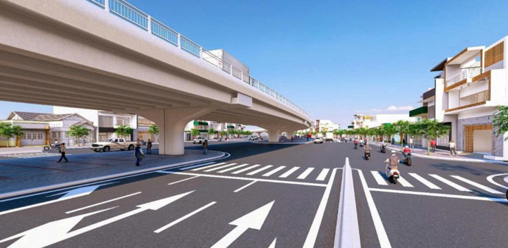 ທັດສະນະຂອງເສັ້ນທາງຫຼວງແຫ່ງຊາດ 13 ປະສົມປະສານຜ່ານທາງຜ່ານແລະເສັ້ນທາງຂະຫນານ. (ທີ່ມາ: ກົມກໍ່ສ້າງ)