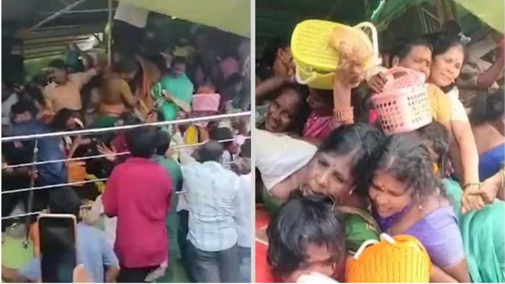 Đám đông tụ tập tại đền Venkateswara Swamy, bang Andhra Pradesh, Ấn Độ, ngày 1/11. (Ảnh: X/@TheTribune)