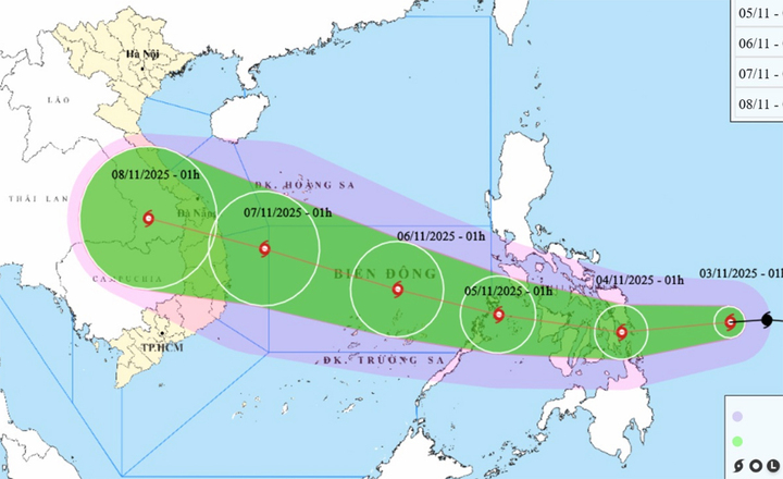 Bão Kalmaegi mạnh lên cấp 11, đang di chuyển nhanh vào Biển Đông