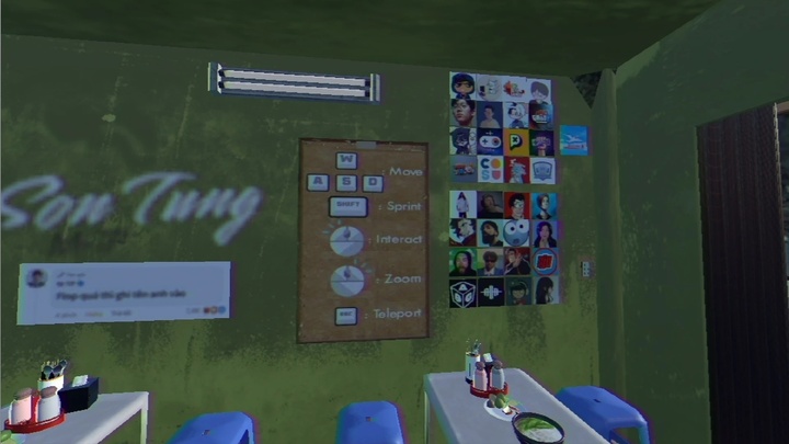 Quán được decor theo phong cách bình dân.