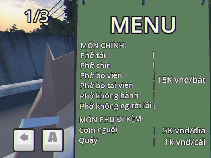 Menu cũng rất “đời” với món phở tái, phở chín, phở bò viên, phở không hành.