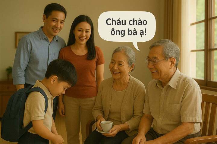 Câu “Cháu chào ông bà” hay “Em chào các anh chị” không khiến ai bị thấp hơn ai, mà ngược lại, giúp người nghe cảm nhận được vị trí của mình được trân trọng