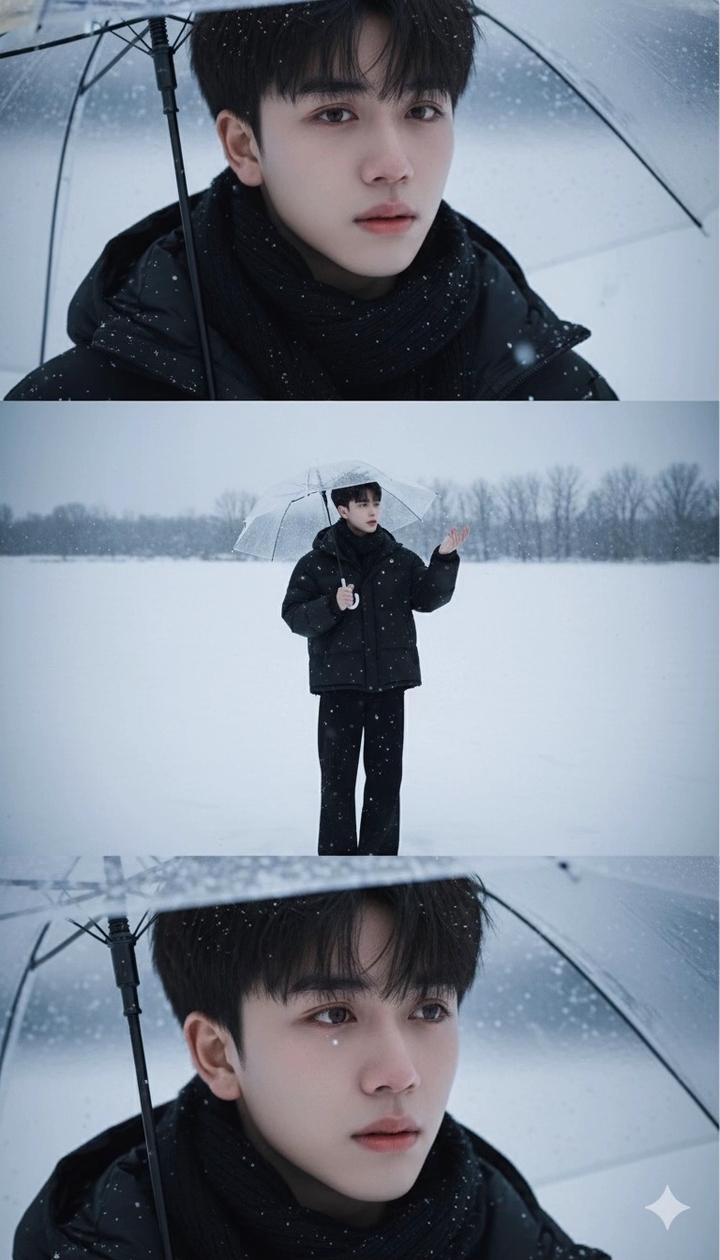 Các bạn nam cũng đu trend tạo ảnh tâm trạng dưới tuyết.