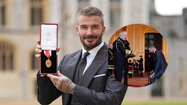 Ngài David Beckham sau lễ phong tước Hiệp sĩ tại Lâu đài Windsor, hạt Berkshire, ngày 4/11/2025. (Ảnh: Reuters)