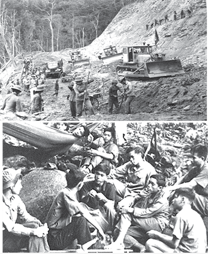 Từ năm 1957, Ngân hàng Kiến thiết Việt Nam (tiền thân của BIDV) đã ra đời với nhiệm vụ lịch sử là cấp phát vốn ngân sách cho đầu tư xây dựng cơ bản, phục vụ công cuộc xây dựng chủ nghĩa xã hội ở miền Bắc và đấu tranh thống nhất đất nước. Hình ảnh cán bộ Ngân hàng Kiến thiết tham gia xây dựng, sửa chữa các công trình trên tuyến đường Hồ Chí Minh là minh chứng sống động cho tinh thần phụng sự và đóng góp trực tiếp của đội ngũ cán bộ, công nhân viên ngành Ngân hàng vào sự nghiệp vĩ đại của dân tộc. (Ảnh tư liệu)