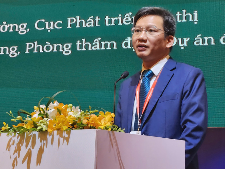 Ông Nguyễn Cao Viên, Phó Cục trưởng Cục Phát triển đô thị, Bộ Xây dựng chia sẻ tại sự kiện. (Ảnh: MH)