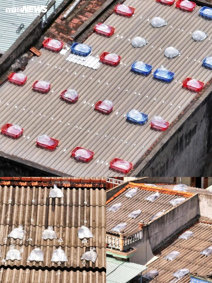 Ngoài ra, người dân còn sử dụng các bao ni lông cỡ lớn để chứa nước, đây là cách làm mới của người dân vừa đỡ tốn công sức, nhanh chóng và tiện lợi.