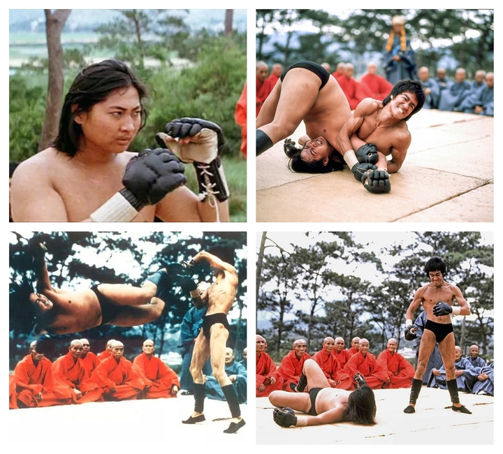 Cảnh giao đấu của Lý Tiểu Long và Hồng Kim Bảo trong phim 