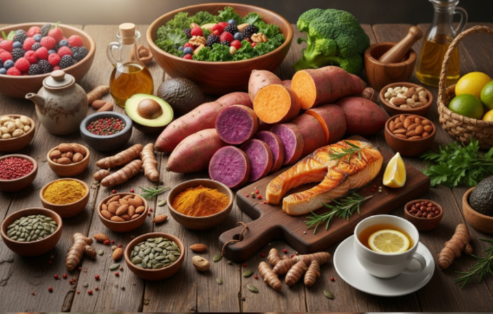 Lối sống lành mạnh bao gồm chế độ ăn uống cân bằng góp phần giúp bạn sống khoẻ mạnh, trường thọ (Ảnh: AI)