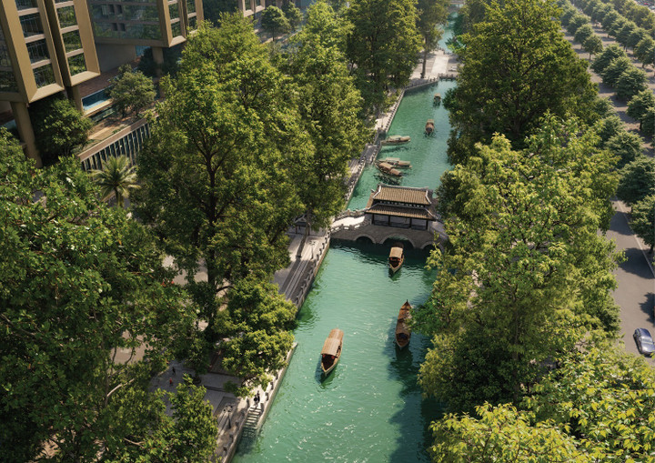 Sunshine Legend City của Sunshine Group với quy hoạch dòng sông chạy dài gần 2km, cùng hệ cảnh quan mặt nước lên tới 31.000 m2, kiến tạo dòng bất động sản mặt nước đắt giá.