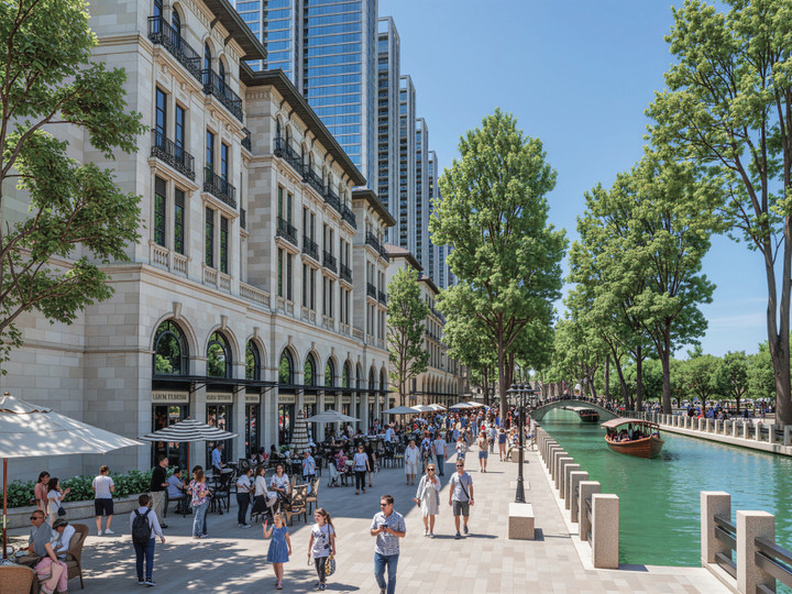 Các dãy boutique shop view sông tại dự án sẽ được quy hoạch trở thành tuyến phố đi bộ thương mại cao cấp.