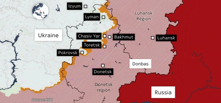 Vị trí Pokrovsk. (Ảnh: Sky)