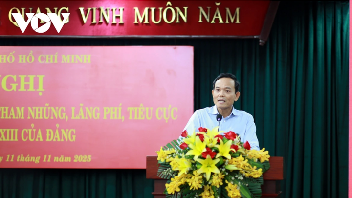 Bí thư Thành ủy TP.HCM Trần Lưu Quang phát biểu chỉ đạo. (Ảnh: Hà Khánh)