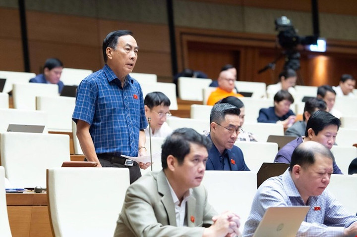 Đại biểu Phạm Văn Hoà phát biểu tại hội trường.