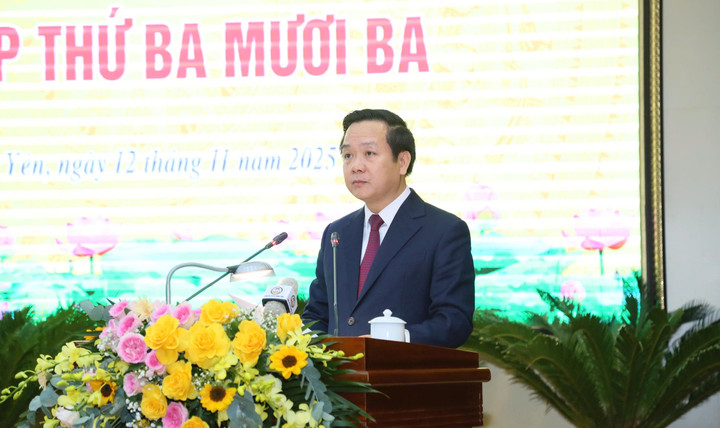 Tân Chủ tịch UBND tỉnh Hưng Yên Phạm Quang Ngọc khẳng định sẽ nỗ lực cống hiến, cùng tập thể lãnh đạo tỉnh xây dựng Hưng Yên ngày càng giàu mạnh. (Ảnh: K. Linh)