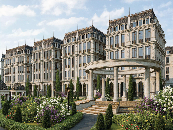 Với diện tích đất từ 116–465m², tổng diện tích sàn từ 210–gần 780m²/căn, mỗi dinh thự tại Noble Palace Long Bien được ví như một “tác phẩm nghệ thuật” hội tụ tinh hoa kiến trúc châu Âu cổ điển.