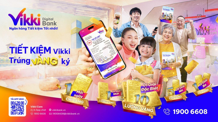 Trúng vàng mỗi ngày cùng Vikki Bank - Ngân hàng Tiết kiệm Tốt nhất - 1