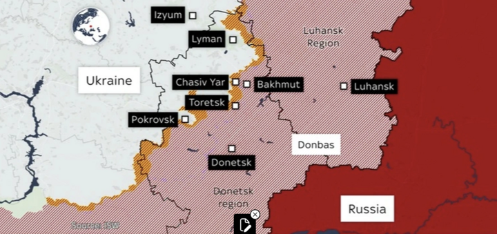 Vị trí thành phố Pokrovsk, Ukraine. (Ảnh: Sky)