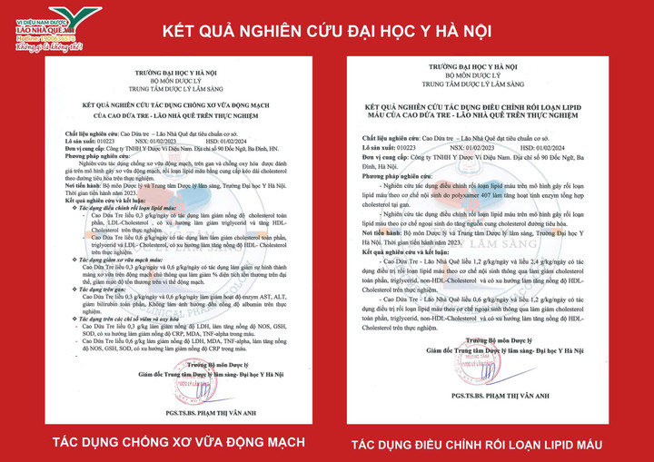 Kết quả nghiên cứu Cao Dứa Tre Lão Nhà Quê.