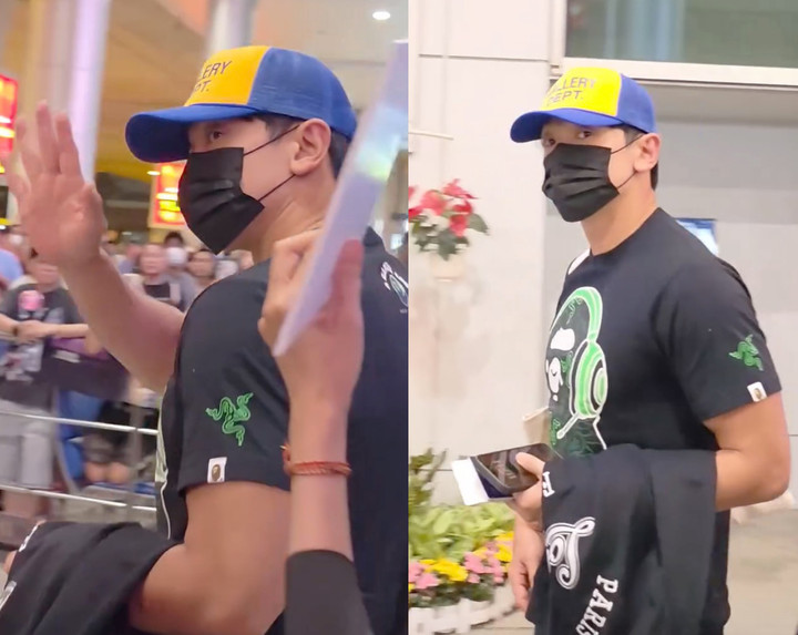 Bi Rain diện trang phục giản dị khi xuất hiện tại sân bay Tân Sơn Nhất.