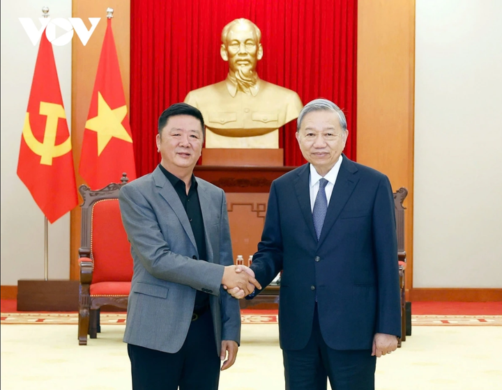 Tổng Bí thư Tô Lâm tiếp ông Vương Lai Thắng, Phó Chủ tịch Tập đoàn Luxshare-ICT, Trung Quốc.