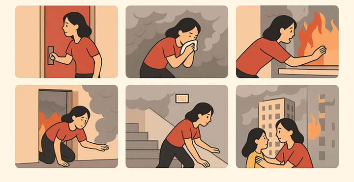 Cách thoát hiểm khi cháy nhà chung cư.